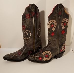 JB Dillon Cowboy Boots Horse Shoe Pattern
